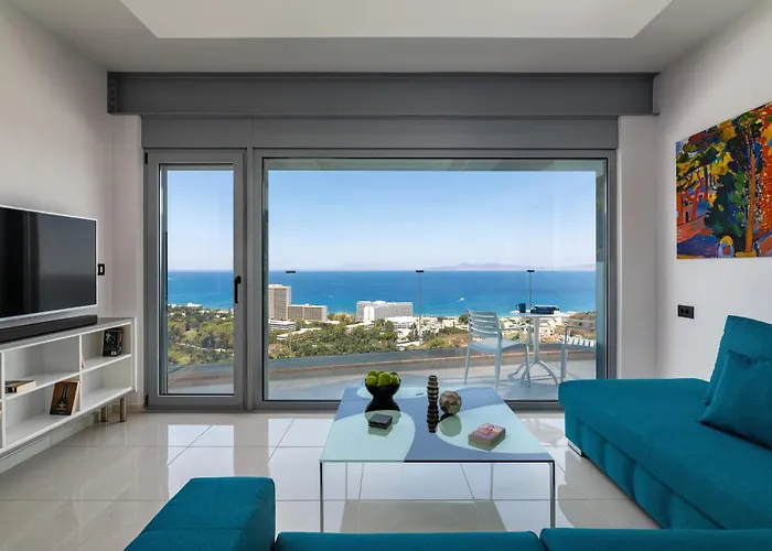 Rhodes Skyline With In Door Jacuzzi Sea View