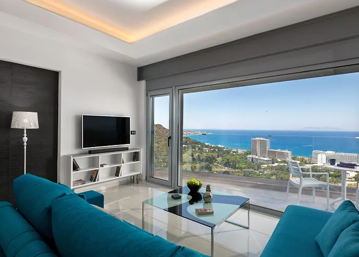 Appartamento Rhodes Skyline With In Door Jacuzzi Sea View Ixia (Rhodes)
